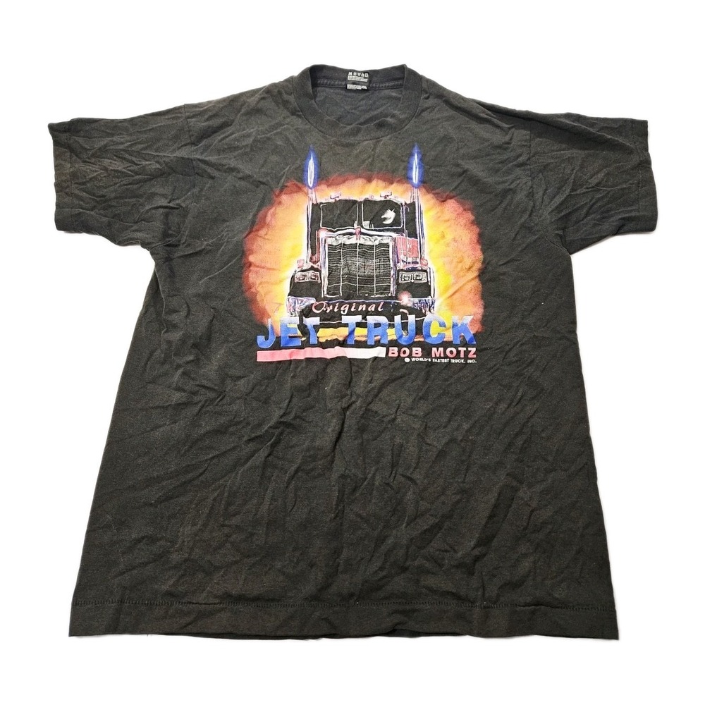 Vintage Black Biraus Best‎ by Fruit Of Loom Jet Truck 90s Black Men's XL T-Shirt